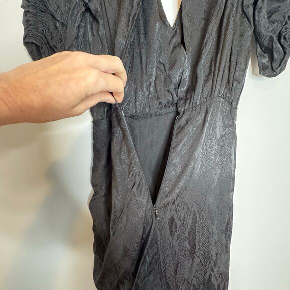 AFRM Nile Black Snake Jacquard Ruched Maxi Dress Women Size XS - Picture 9 of 11